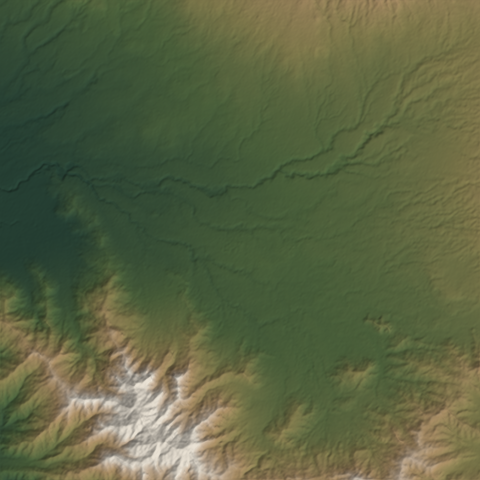 Shaded-relief view of the terrain around Uruca, San José, San Jose Province, the parcel boundary drawn in gold